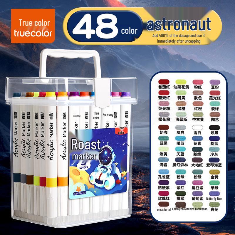 True Color Double-Ended Oil-Based Markers: Quick-Drying Anime Art Set with Hard Tips for Students