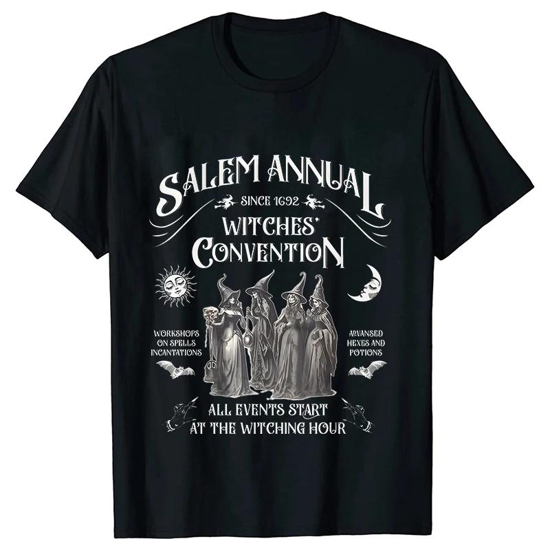 Salem Witch TShirts for Women Vintage Funny Halloween T Shirts Short Sleeve Loose Trendy Spooky Season Graphic Tees Retro Tops