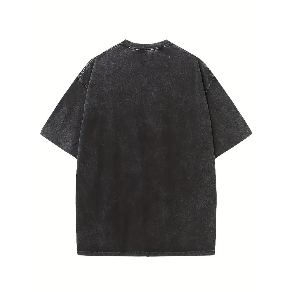 Men Casual Crew Neck T-ShirtShort Sleeve with Creative Tiger Drawing Print Slight Stretch Knit Fabric