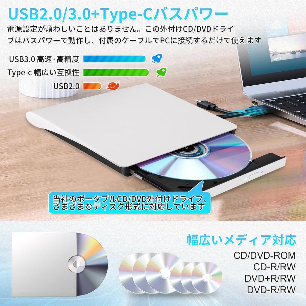 Externes CD-DVD-Laufwerk Innovatives externes DVD-Laufwerk Hochgeschwindigkeitsverarbeitung 8XDVD 24XCD Externes optisches Laufwerk Busbetrieben USB-Dualanschluss Extern