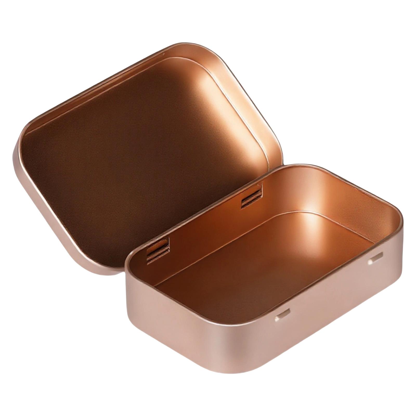 

Flips Top Storage Tin Boxes Sturdy Iron Organizers Containers for Home Office 2 Pieces Set золотой