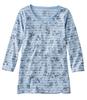 Pima Cotton Shaped Jewel Neck Sleeve US Fit Size Lake Stripe 1000041533 [LL Bean] Women's T-shirt, Tee, 3/4 Print, Regular, S, Floral, Blue,