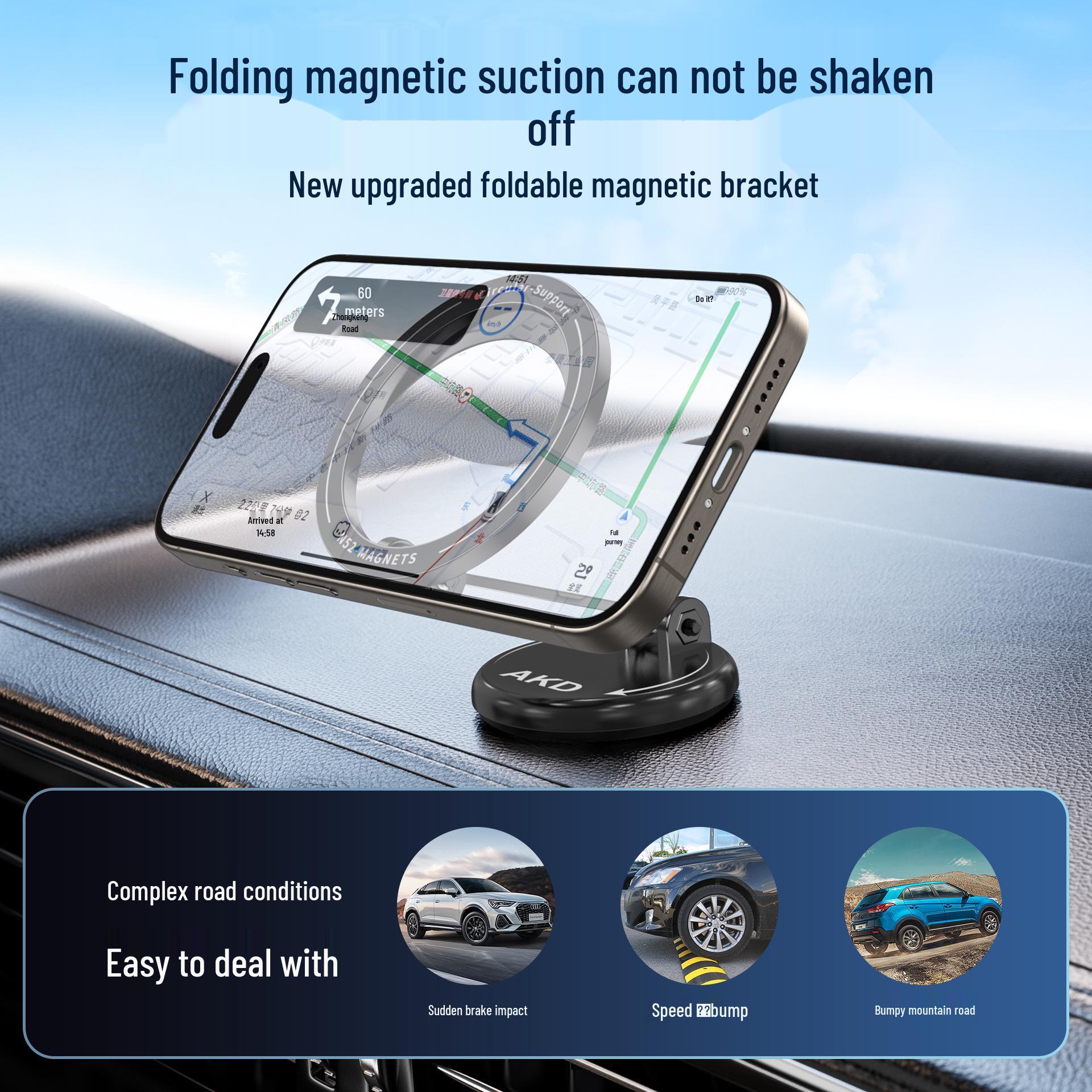 Magnetic 720° Rotating Car Phone Holder with Foldable Iron Ring for MagSafe Basic Round Holder