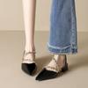 One-word Rivet Bag Head Sandals Women's Summer Nude Thick Heel Empty Pointed Single Shoes
