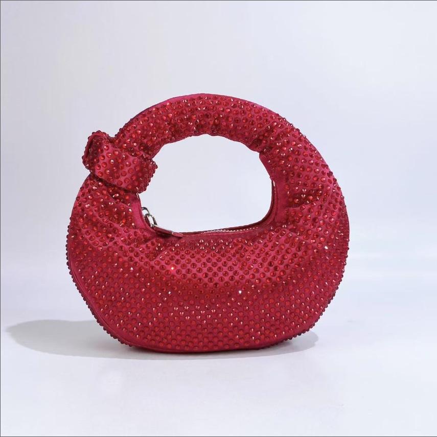 JMG Bags Volledig Diamanten Abacus Tas, Exquise Dames Tas, Retro Schoudertas voor Commuting, Casual en Ontspannen Tas, High-end Handtas, Kleine Tas rood