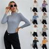Casual Solid Knit Sweater Ladies V Neck Crew Neck Warm Daily Long Sleeve Blouse