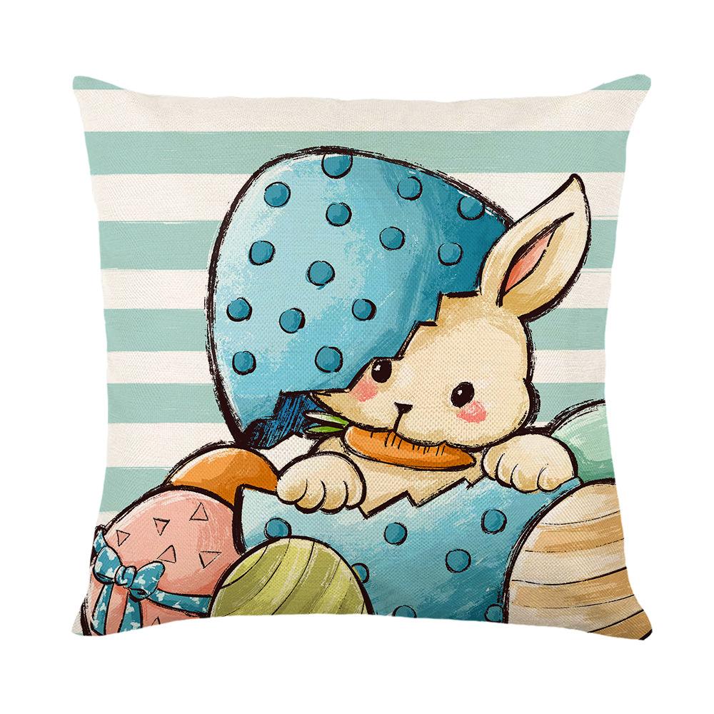 

New Easter Pillow Cover Cute Rabbit Polyester Printed Home Living Room Sofa Cushion Cover 45 * 45Cm (without pillow core)