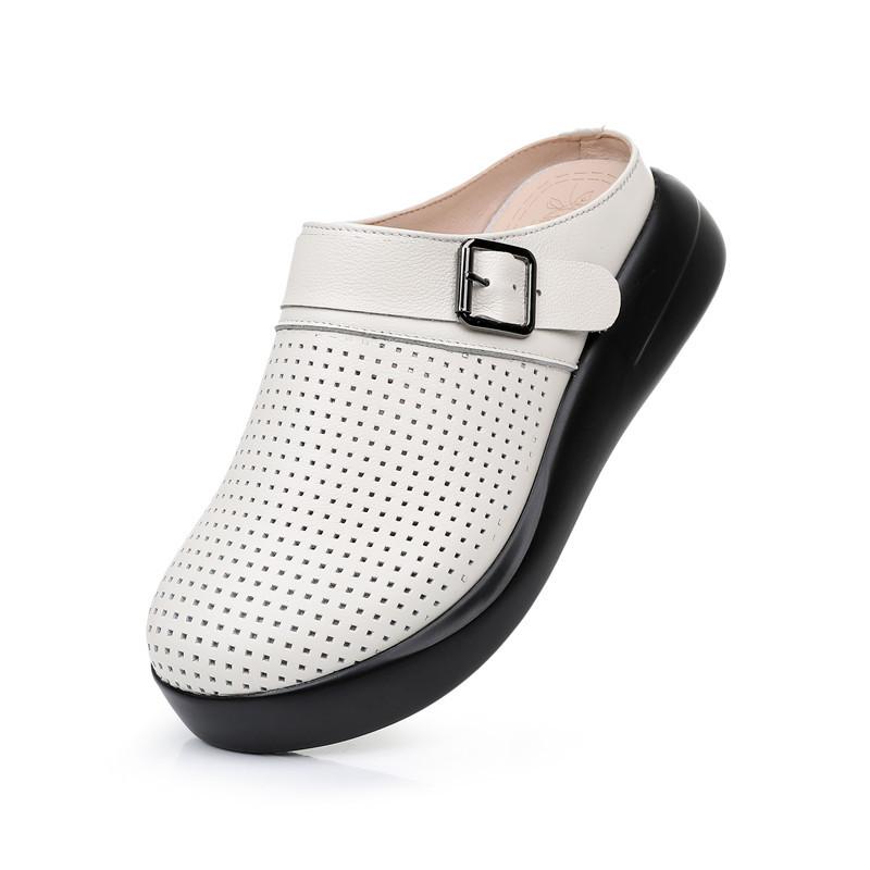 Fashion GKTINOO 2025 Summer New Genuine Leather Soft Sole Platform Slippers Handmade Hollow Sandals Women's Shoes Outside Slides