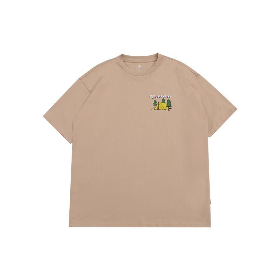 Converse T Shirts Men's Khaki Crew Neck Moderate Straight Fit 10025882-A03