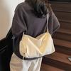 Solid color large-capacity cloth bag women's versatile messenger bag college student class bag lightweight sports shoulder bag