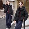 Solid color casual contrasting color zipper cotton clothes women's short hooded autumn and winter cold jacket offline brick and mortar store