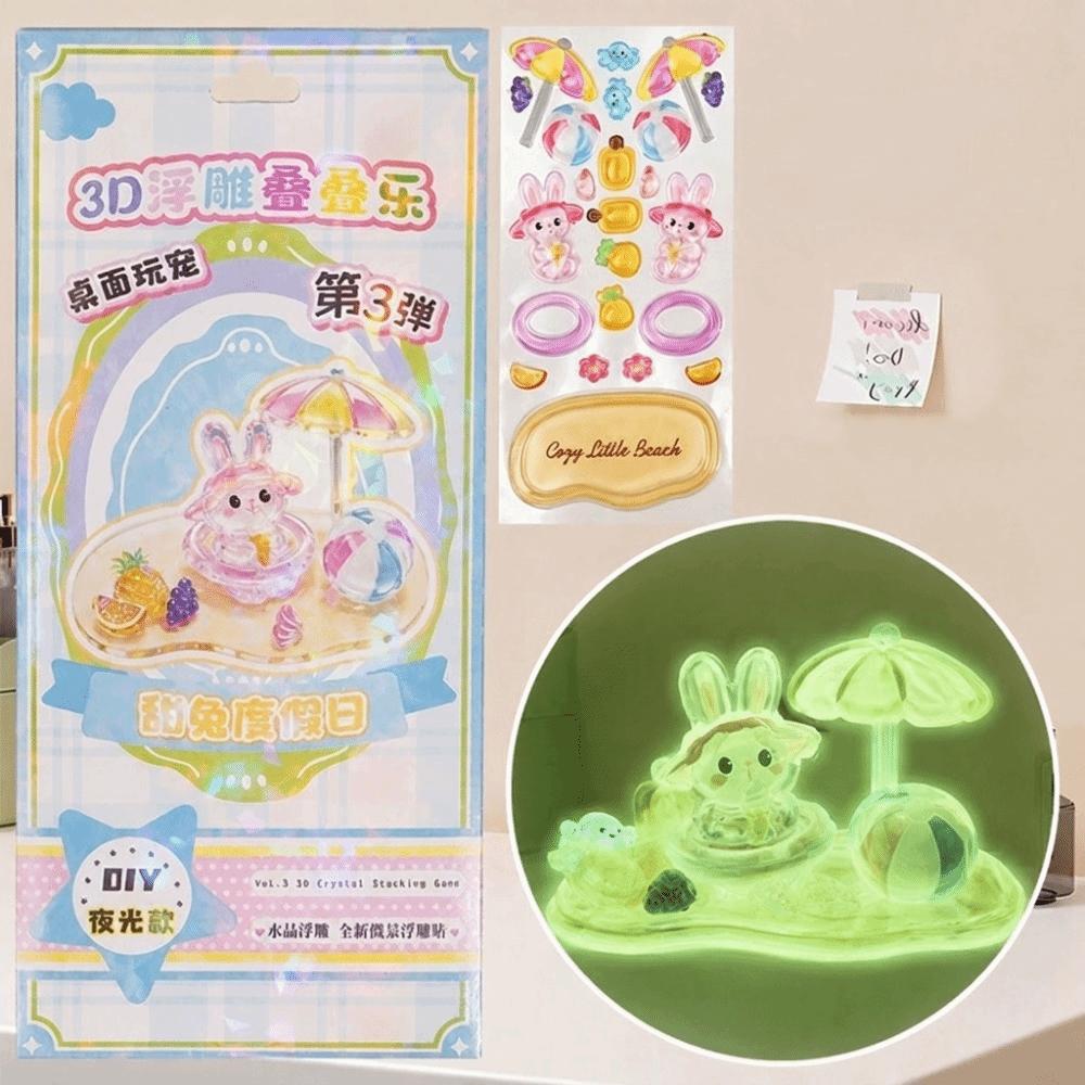 Handmade 3D Stacking Stickers DIY Creative Cartoon Stickers Luminous Embossed Stickers Ornaments Style E