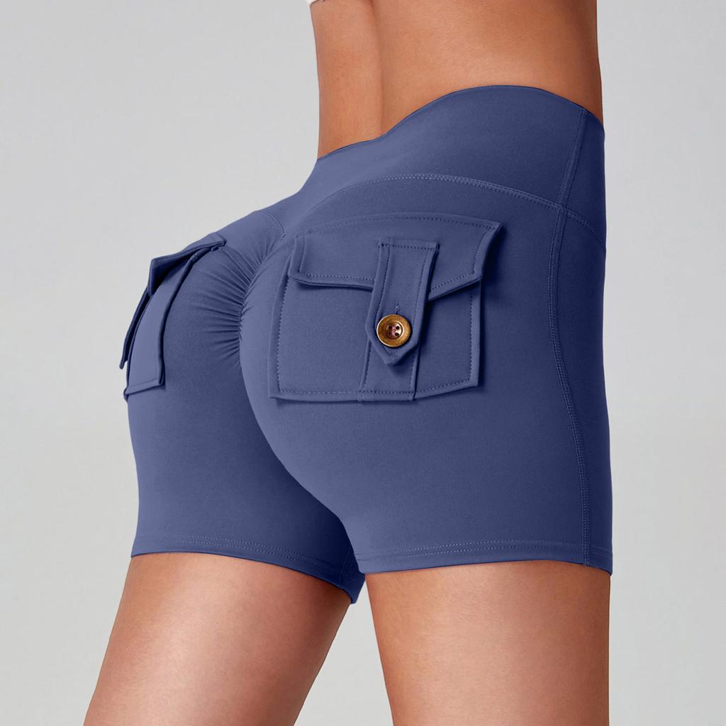 Women's Workwear Hip Lifter Yoga Shorts High Waist Pocket Sports Fitness Shorts