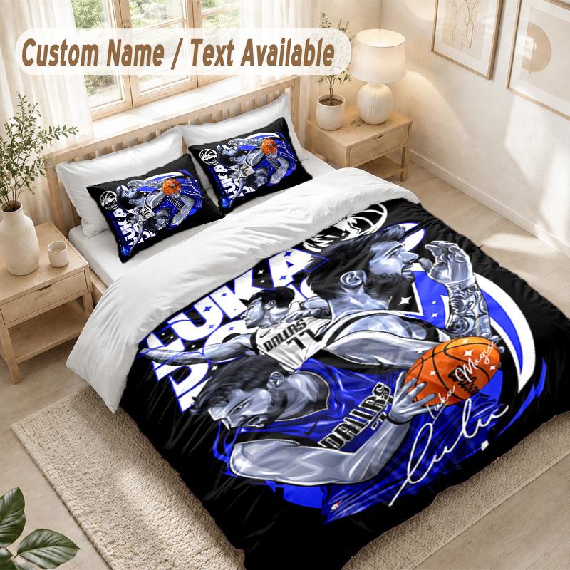 Dallas Mavericks Bedding Set, 1 Duvet Cover & 2 Pillowcases Soft Comfortable Bedroom Home Textile Decor