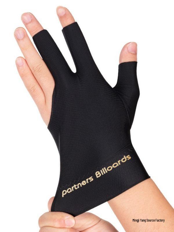 High Elastic Three-Finger Billiard Glove with Logo Print E18