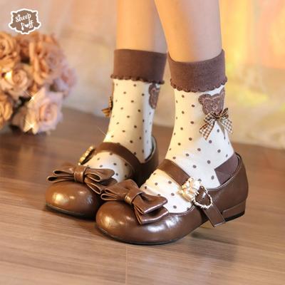 Damen Mary Jane Schuhe Quadratischer Absatz Runde Spitze Schleife Ein-Riemen-Schnalle Damenschuhe Kleid Flacher Mund Lolita Zapatillas De Mujer