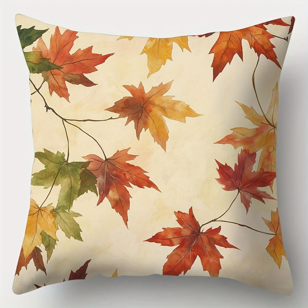 Home Decor Autumn Maple Leaves Pattern Throw Pillow Covers Pattern Cushion Cover Suitable For Sofa Bedroom Car Pillow Cover