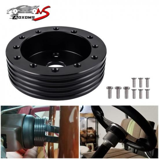 1 Black Aluminum Steering Wheel Hub Spacer For 6 Hole Wheels to 3 Hole Adapter