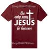 Funny Retro Jesus way to heaven Cotton Tops Fitness TShirt Oversized Unisex Tshirt Graphic Tees Mens Clothing Streetwear