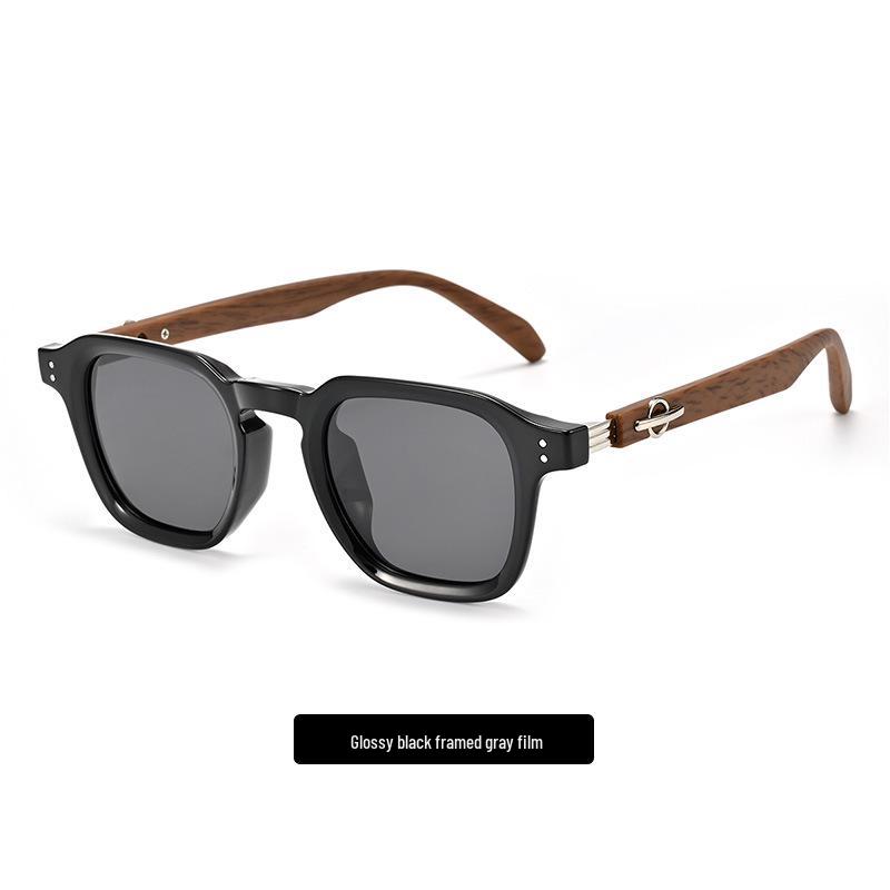 Stylish Polarized Wood Grain Rivet Sunglasses for Women & Men - High-End Look with UV Protection