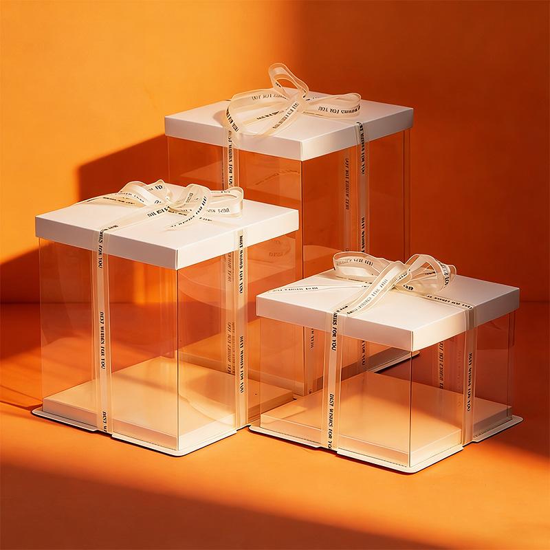 

Transparent Square Cake Box for Birthday - Single/Double Layer, Sizes: 4, 6, 8, 10, 12, 14 inch