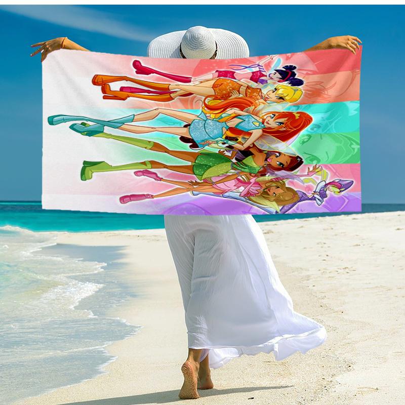 Ultra-Soft Beach Towel with Winx Club Theme,Ideal for Pool - Camping, Diving - Perfect Travel Essential, Vibrant Beach Towel.