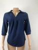 2025 Elegant Chiffon V-Neck Women's Shirt - Three-Quarter Sleeves, Solid Color