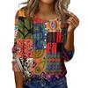 Women's Round Neck Pull Stripe Decorative Button Top Casual Solid Color 3/4 Sleeve T Shirt