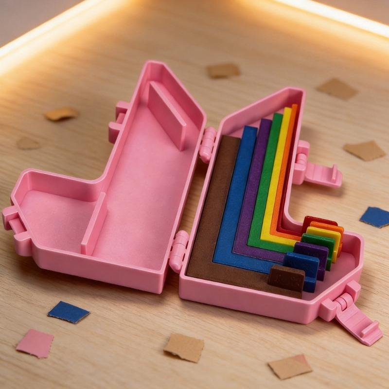 Card Making Positioning Tool, Pink Hinged PET Alignment Case with Side Closures for Cardstock Placement in Greeting Card Craft Work