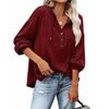 Autumn Winter Women Casual Loose V Neck Hoodie Top Solid Color Single Breasted Shirt