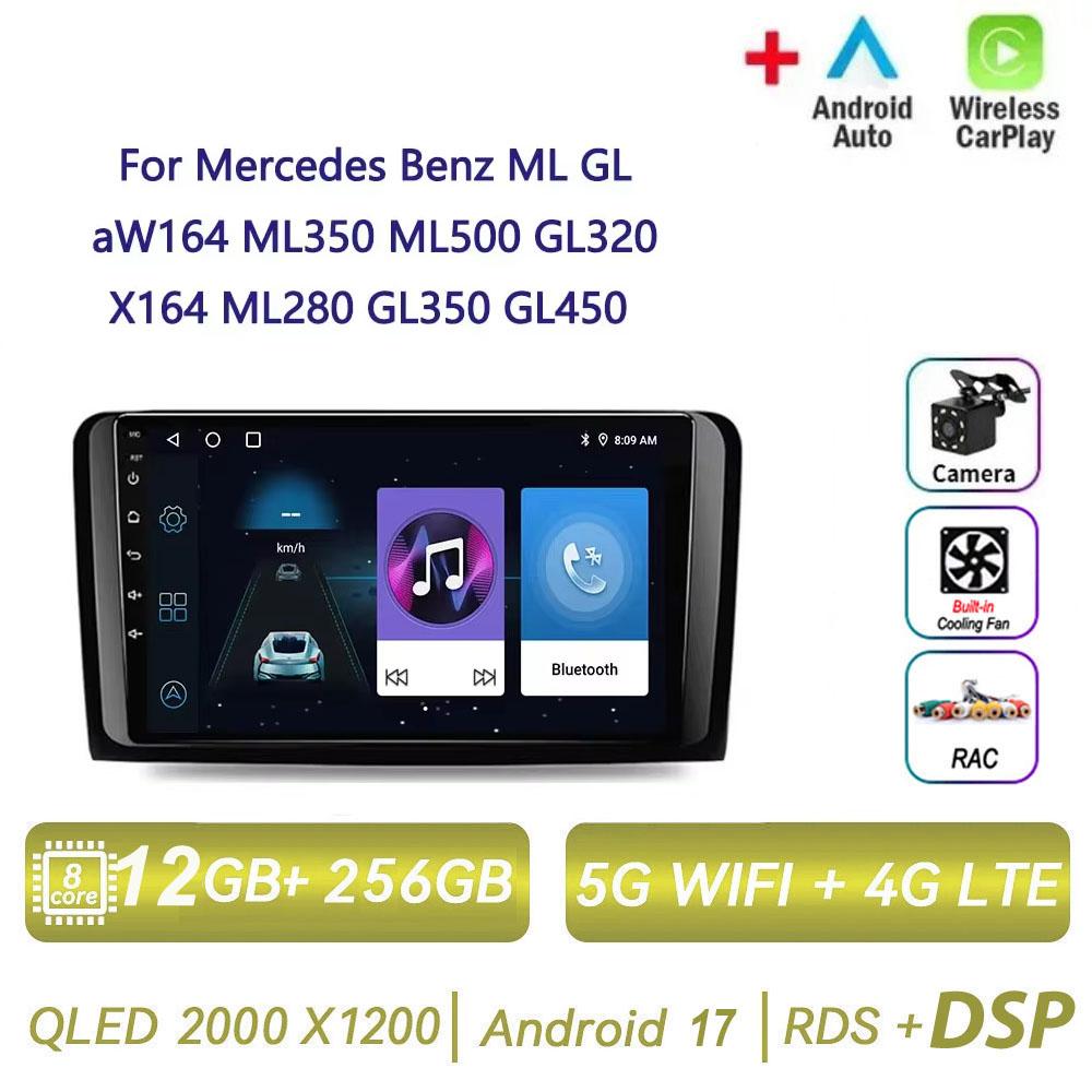 Autoradio Android 17 pour Mercedes Benz ML GL aW164 ML350 ML500 GL320 X164 ML280 GL350 GL450 4G BT CarPlay sans fil