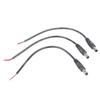 Pack of 3 5.5x2.5mm Male Plug to Bare Wire Cables Featuring Terminal Lugs Suitable for LED Strips and Monitoring Cameras