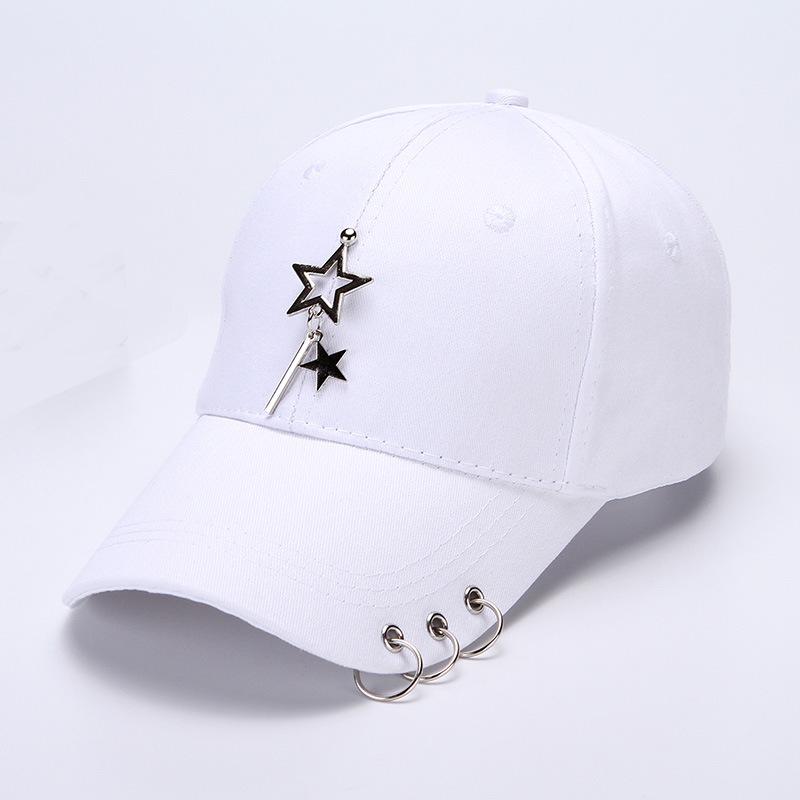 Hip Hop Baseball Cap with Ring Snapback Cap Women Men Trucker Hats Visors Adjustable Vintage Iron Chain Outdoor Hats Dad Cap