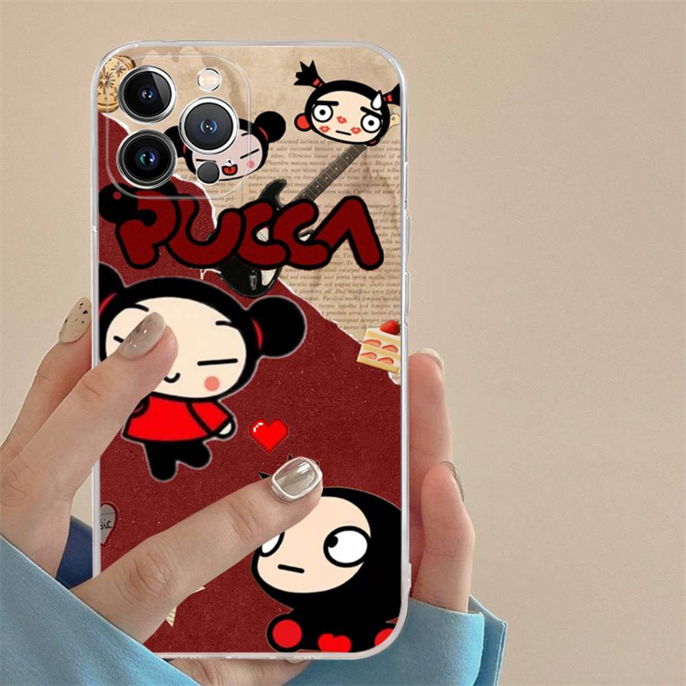 

Popular Animation P-Pucca For IPhone 11 12 13 14 15 16 17 Pro Max Plus Air Transparent Clear Shockproof Case iPhone 16 pro