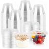 100 Sets 7 oz Clear Plastic Cups with Lids No Hole, Fruit Cups with Lids, Disposable Cup for Dessert, Parfait, Ice Cream, Yogurt, Pudding, Cake, Cold