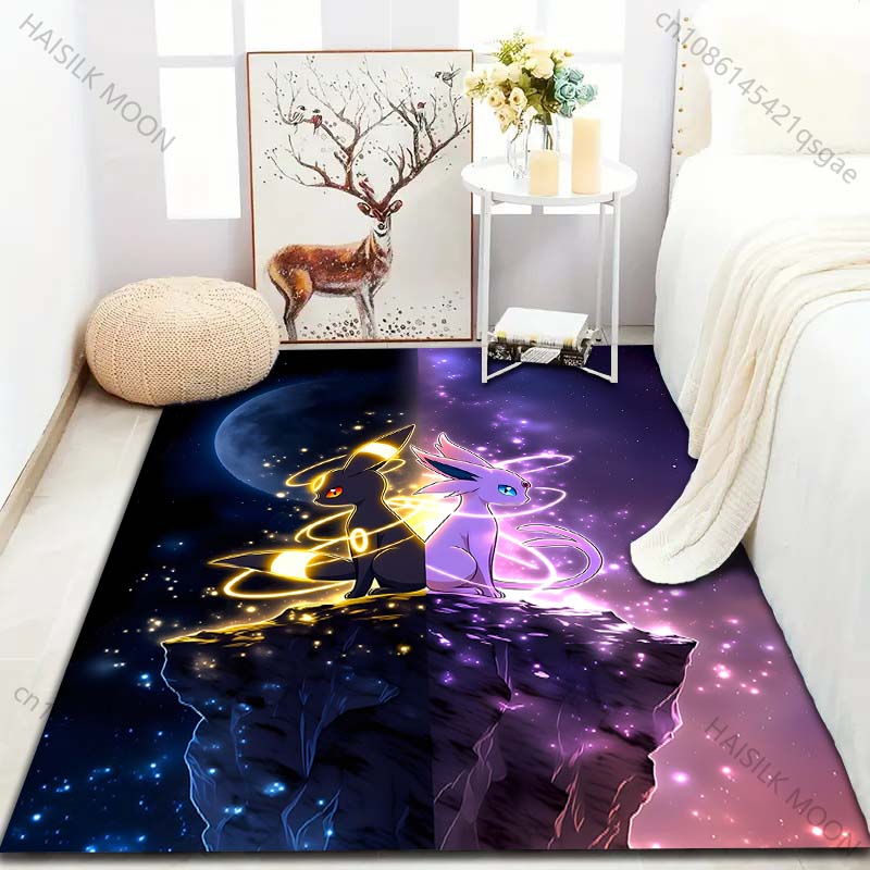 Multiple Sizes Pokemon Umbreon and Sylveon Print Carpet for Living Room Bedroom Kid's Room Home Decor Non-slip Mat Area Rug