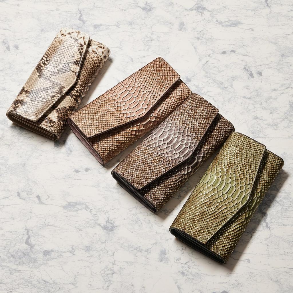 HENLY COAT Damen-Geldbörse aus Anaconda Diamantina-Leder mit Faltverschluss, hergestellt in Italien, für mehr Glück und positives Feng Shui, in Geschenkverpackung