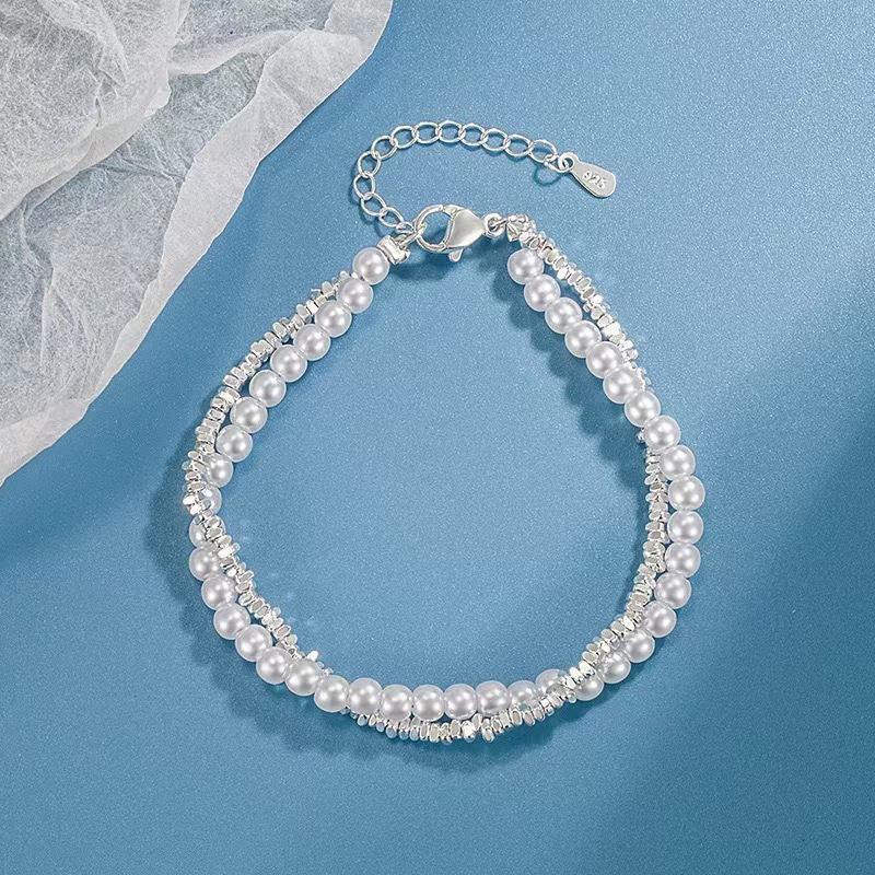 Fashion 925 Silver Sparkling Bracelets for Women Girls Korean Designer Double Layered Starry Sky Bracelet Party Jewelry