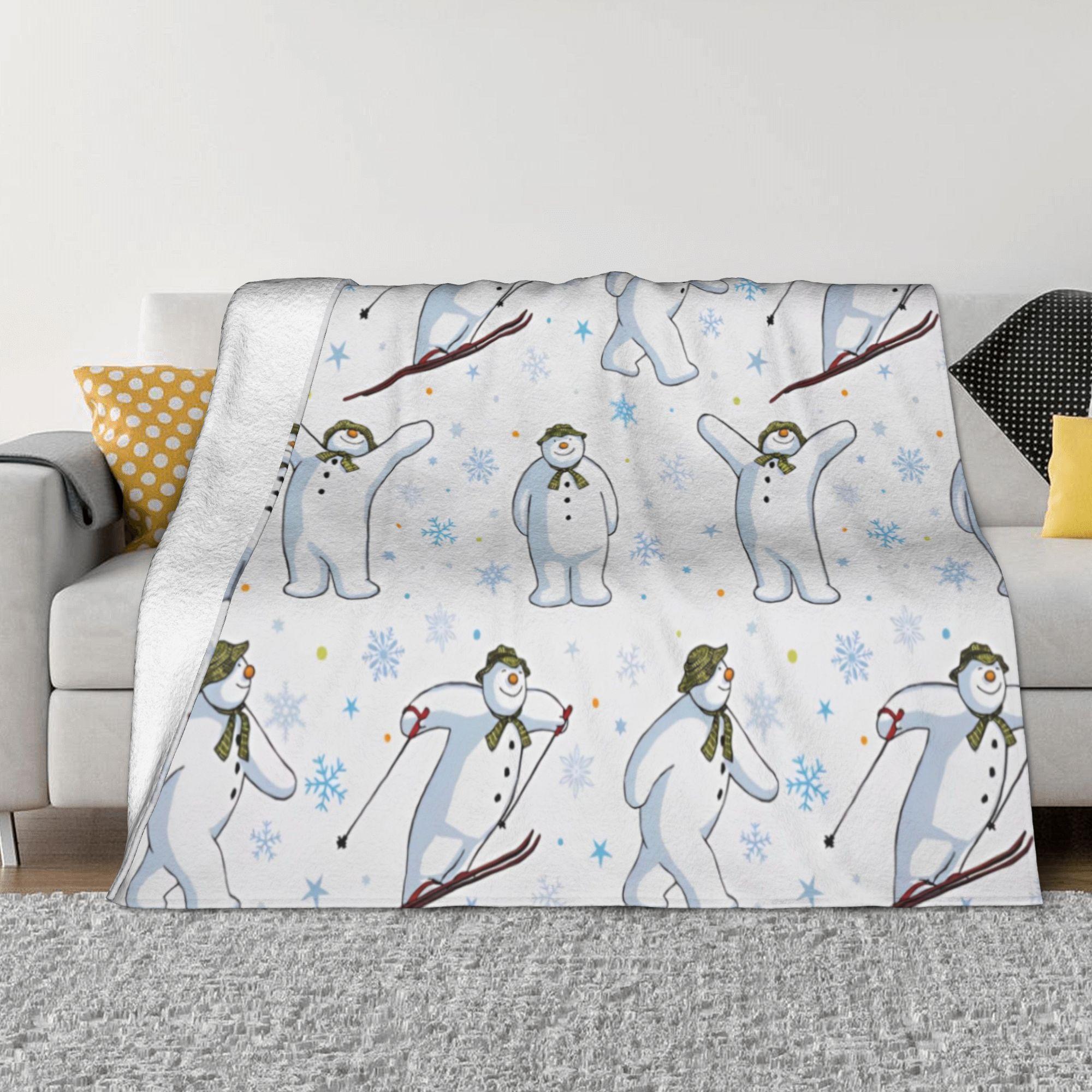The Snowman And The Snowdog Knitted Blankets Cartoon Fairy Fuzzy Throw Blankets Bedding Printed Soft Warm Multifunction Quilt 150x200cm