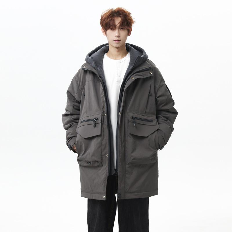 Męska wodoodporna zimowa parka z kapturem w dużym rozmiarze: Gruby, ciepły płaszcz roboczy do sportów outdoorowych.