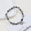 1pcs Long Pearl Necklace Gothic Street Hip Style Charm Bracelet with Black & Alloy Diy Accessory Unique Beaded Handmade Studded Hoops