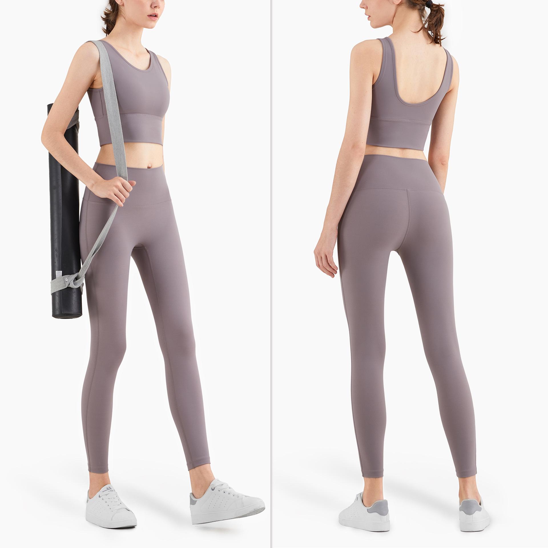 

European & American Shock-Absorbing Yoga Vest & High-Waist Fitness Suit Large