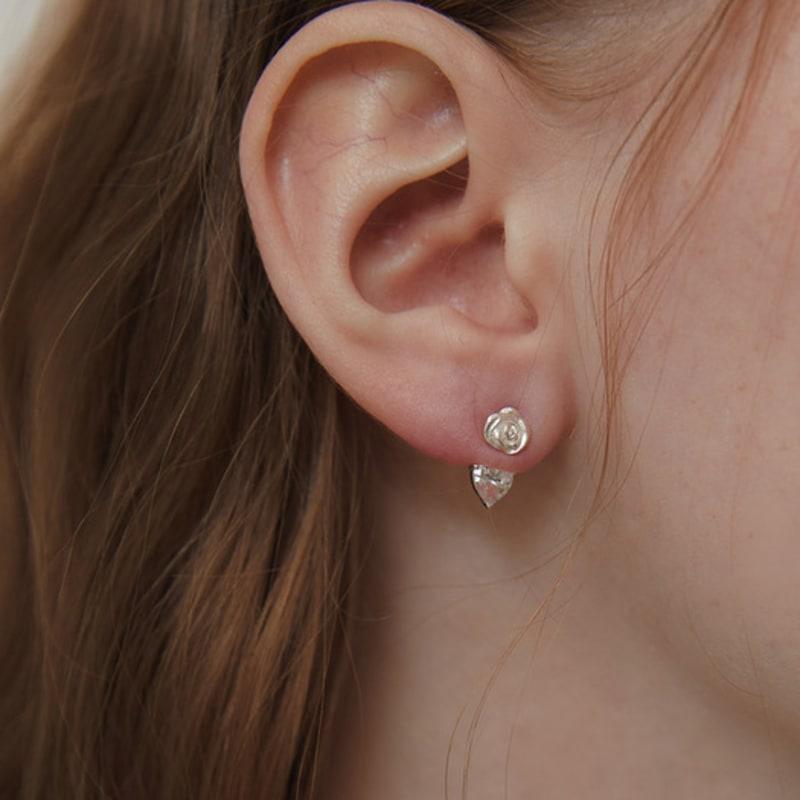 Tatiana (925 Silver) Shining Rose Ear Jacket Earrings EC3072