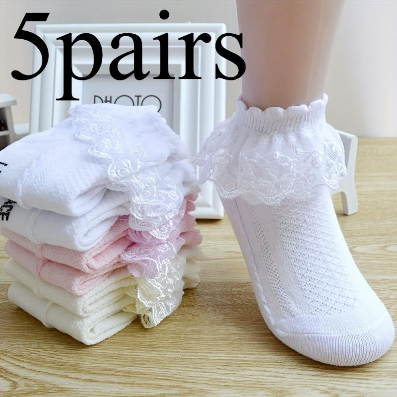5 Paires de Chaussettes pour Filles Dentelle Volant Respirantes et Confortables Danse Princesse Chaussettes