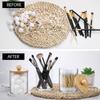 3Pcs 11.5 Oz Acrylic Qtip Dispenser Cotton Swab Holder Clear Qtip Dispenser Holder with Bamboo Lid Lightweight Bathroom Jar