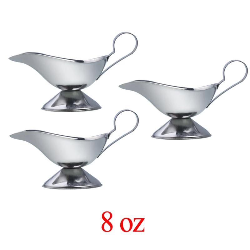 1 Pcs 3 5 8 Oz Silver Gravy Boats Beefsteak Gravy Sauce Boat Container Plate Tableware-in Gravy Boats for Home