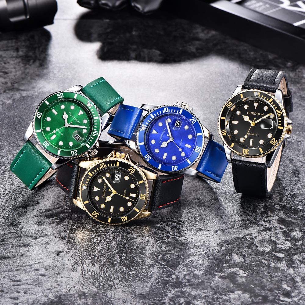 Men's Fashion Quartz Watch with Calendar, Simple Leather Strap, Student Design