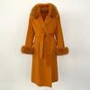 Woman Trend 2024 Autumn Winter 100% Double-sided Wool Coat Ladies Real Fox Fur Collar Detachable Long Coat