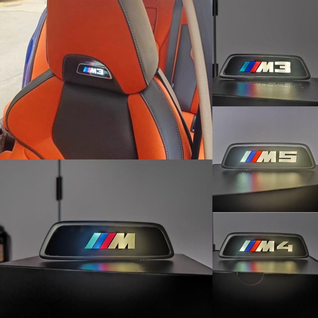 BMW M Logo Seat Emblem with Wiring Harness for M3, M4, M5, X5M, X6M - Illuminated Design