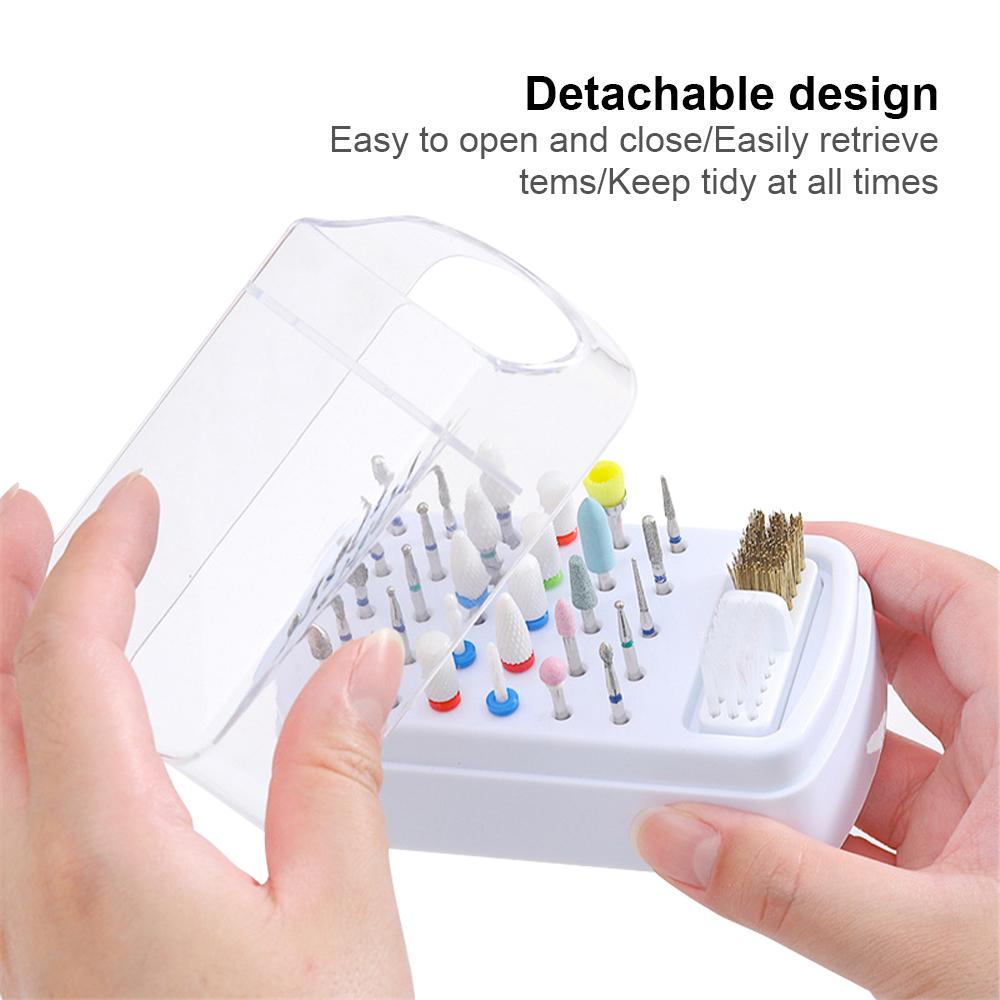 30 Holes Dental Bur Box With Brush Plastic Burs Drills Holder Diamond Endo File Placement Case Block Dentistry Instruments New